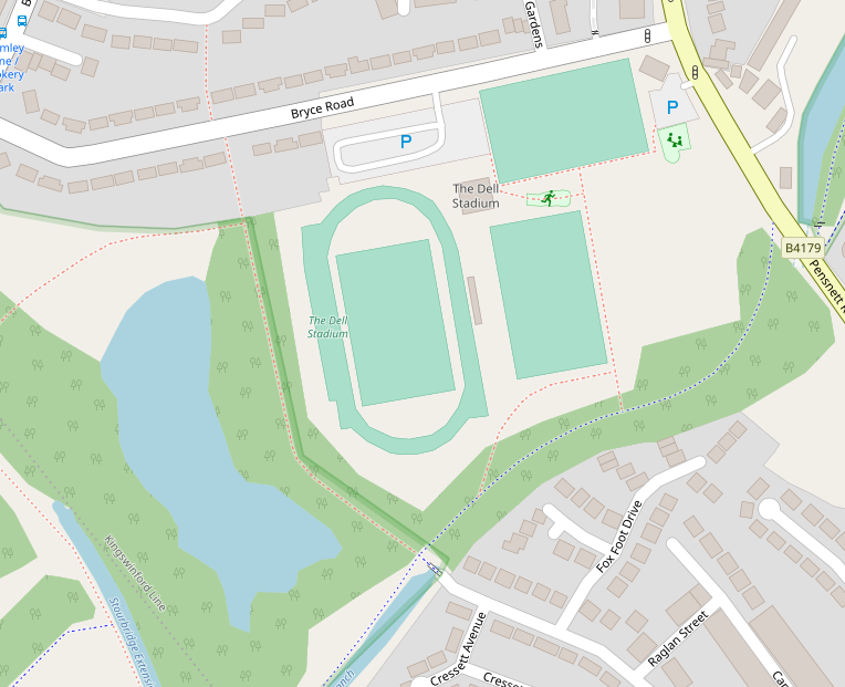 Map view of the Dell Stadium
